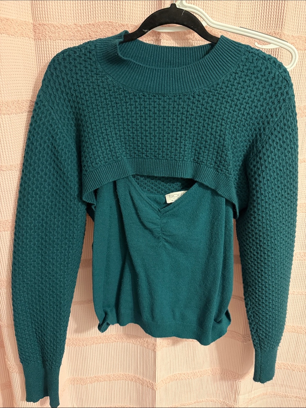 sofia by sofia vergara Teal Layered Knit Sweater